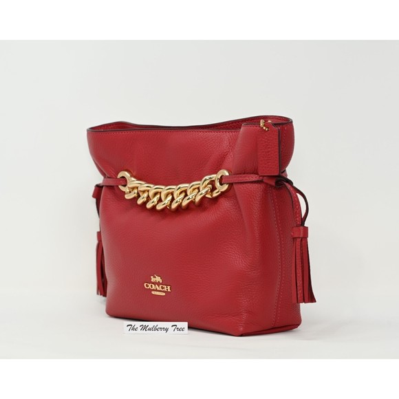 COACH ANDY Crossbody Shoulder Bag Red Apple Leather Chunky Chain CE555 NWT $428 - Picture 2 of 9